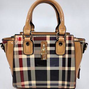 Patent Leather Plaid Handbag